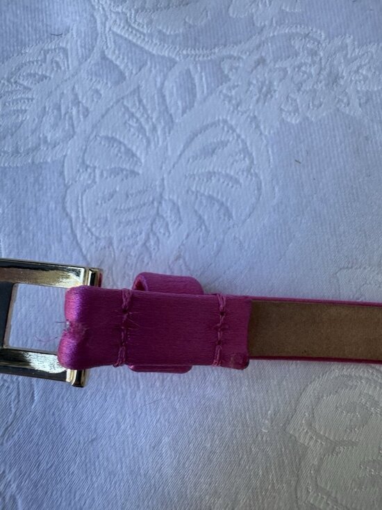 MAX MARA ITALY Thin Pink Crystal Satin Leather Belt M Medium 29-31\